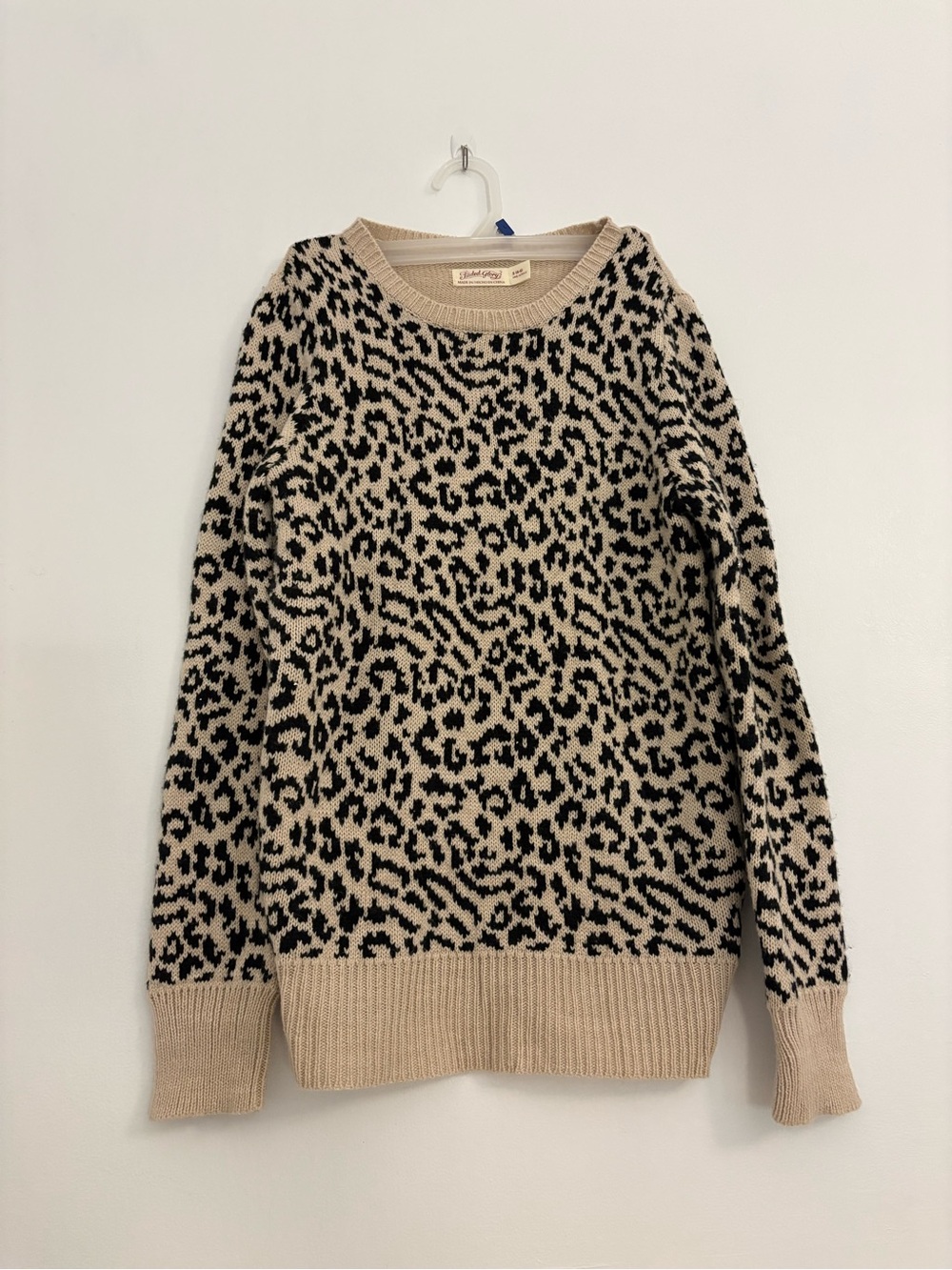 Faded Glory Beige and Black Leopard Crewneck Sweater